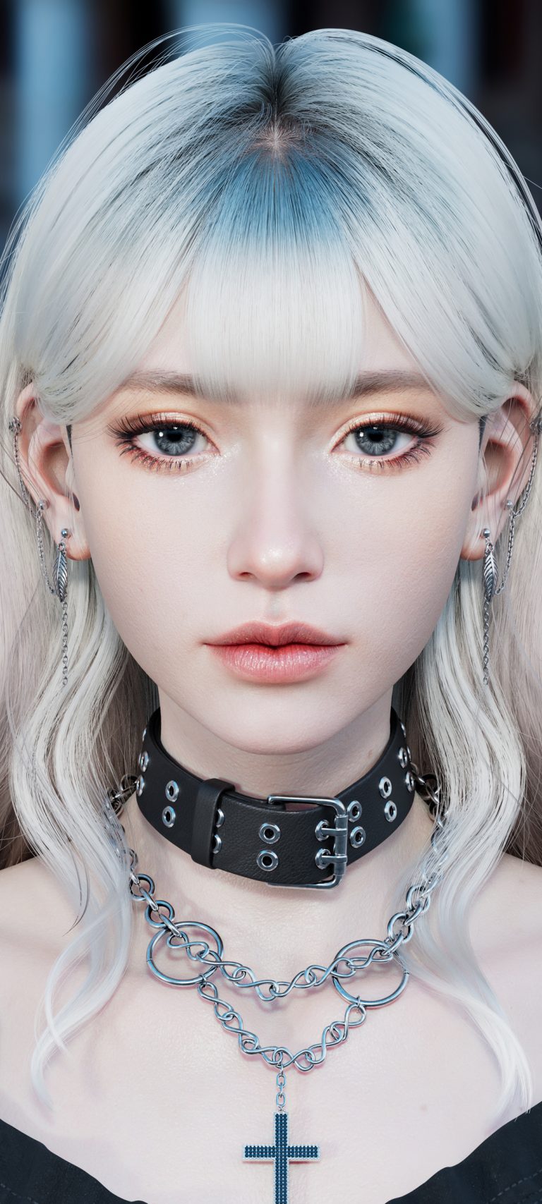 金发大波浪卷发3d美女人物手机壁纸