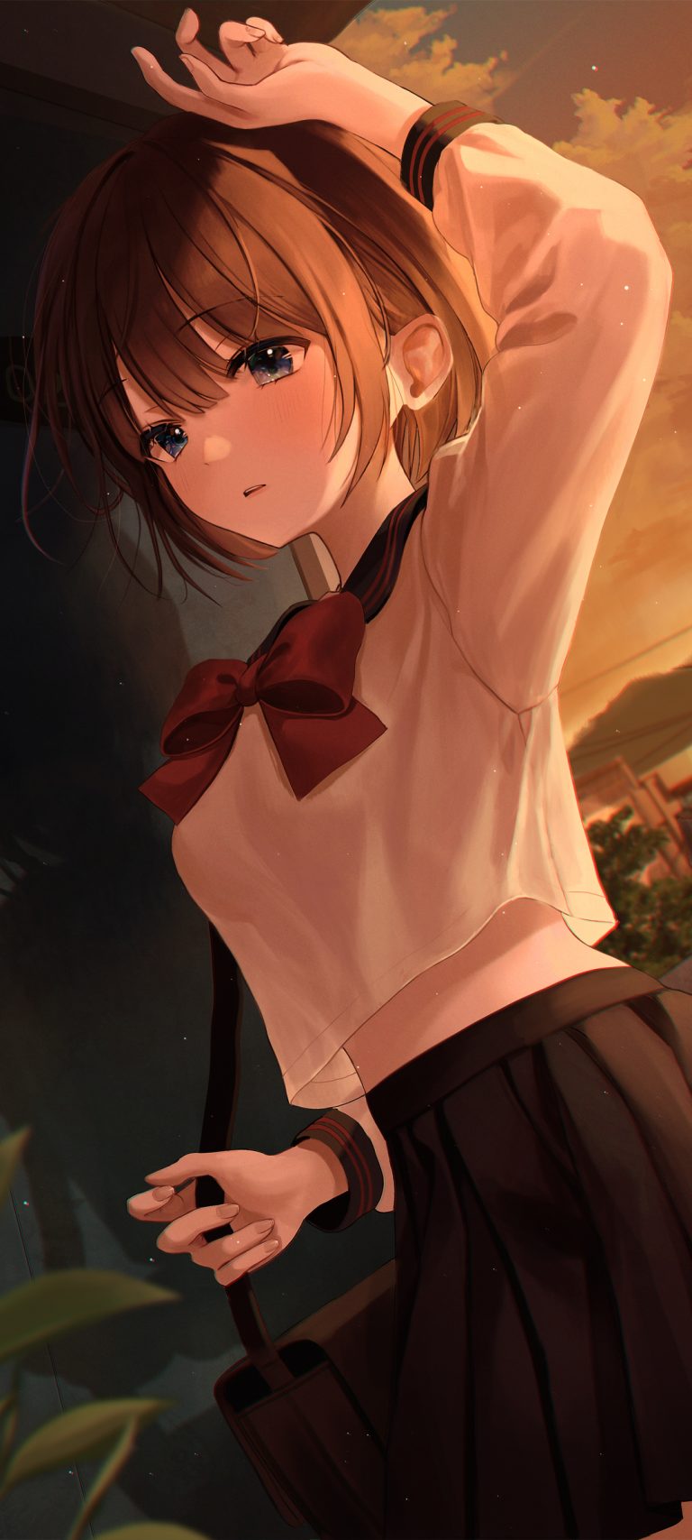 女学生 波波头 水手服 动漫手机壁纸