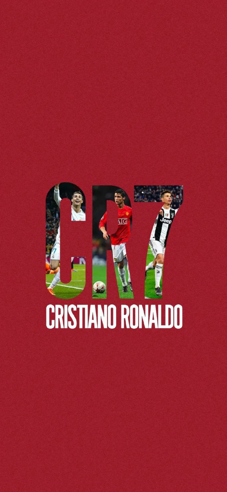 C罗 CR7 足球明星 足球体育运动红色手机壁纸